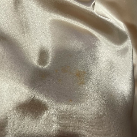 Vintage Ivory Lace & Satin Dress Puff Sleeve Midi - Picture 5 of 8